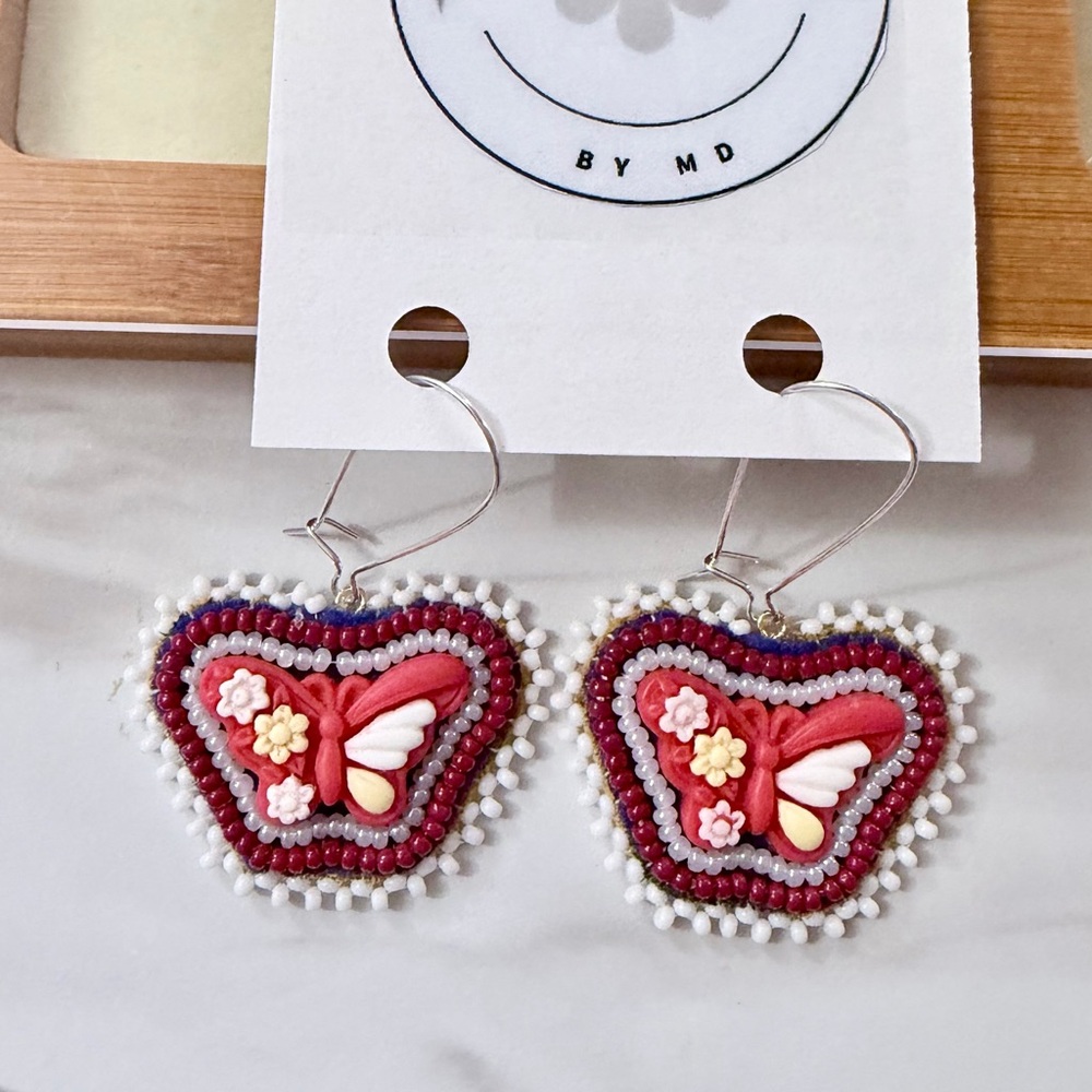 Handmade Beaded Butterfly Earrings